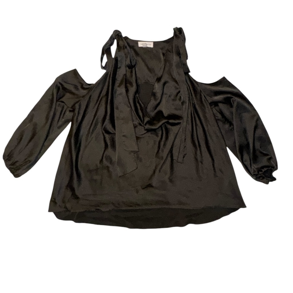 Dance Marvel Silk Effect Blouse Cowlneck Cold Shoulder Tie Top M